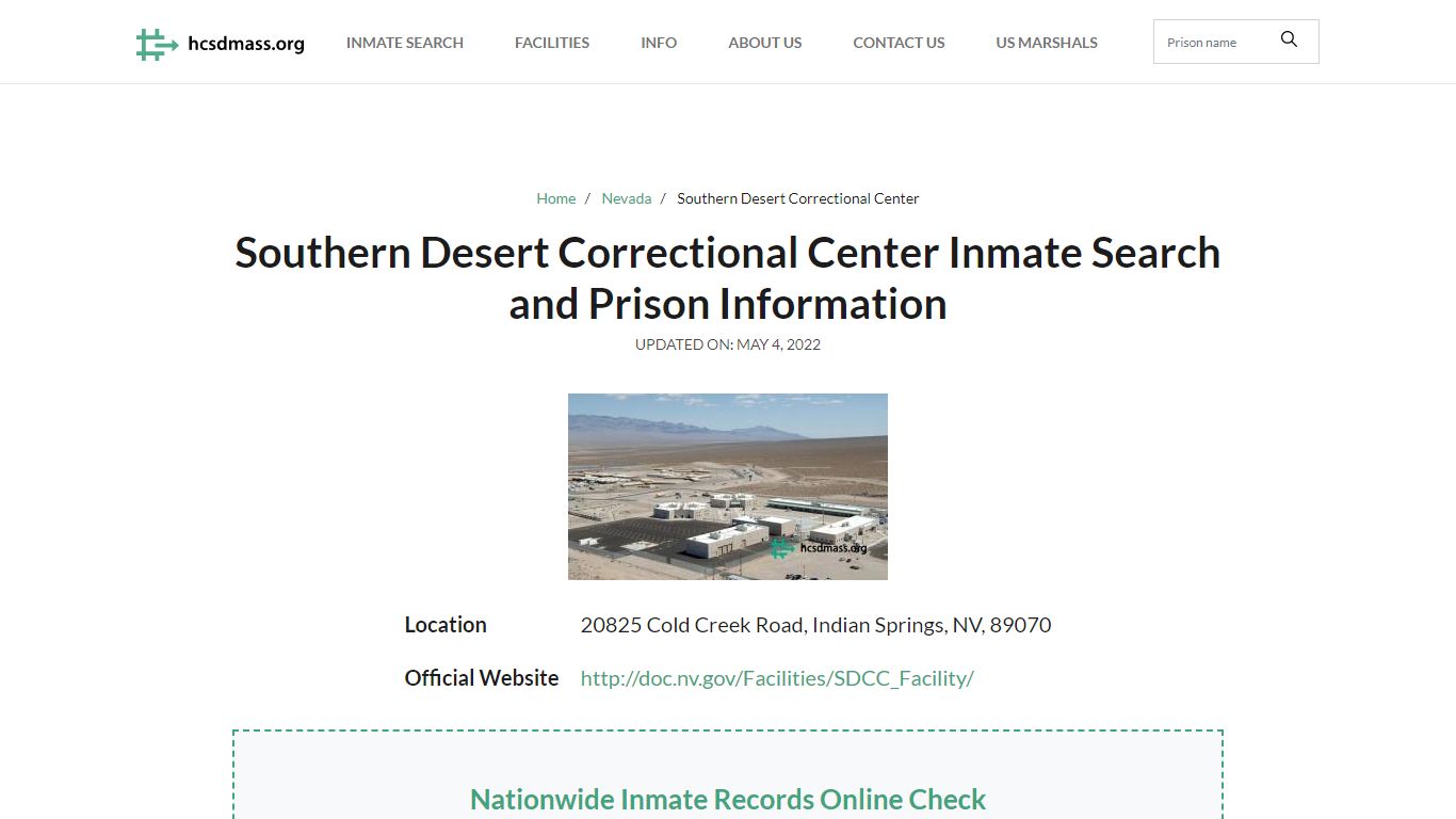 Southern Desert Correctional Center Inmate Search ...