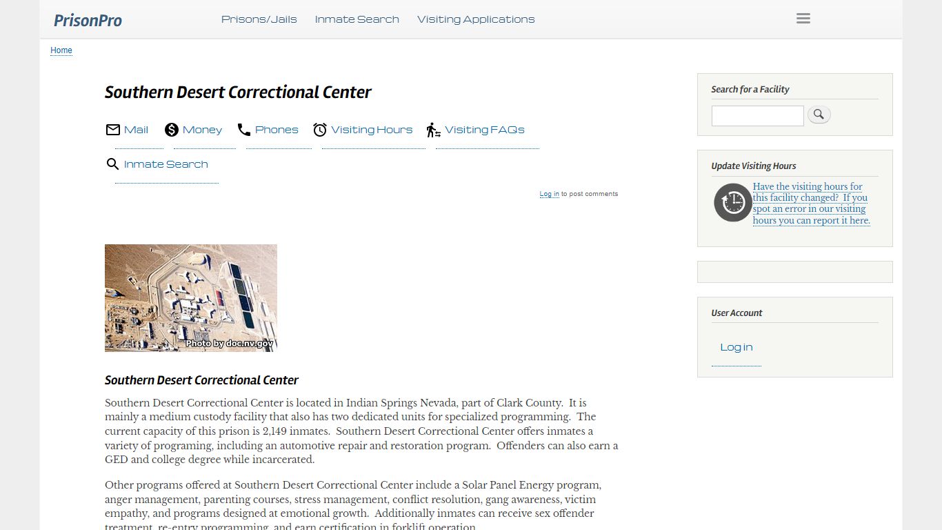 Southern Desert Correctional Center Visiting hours, inmate ...